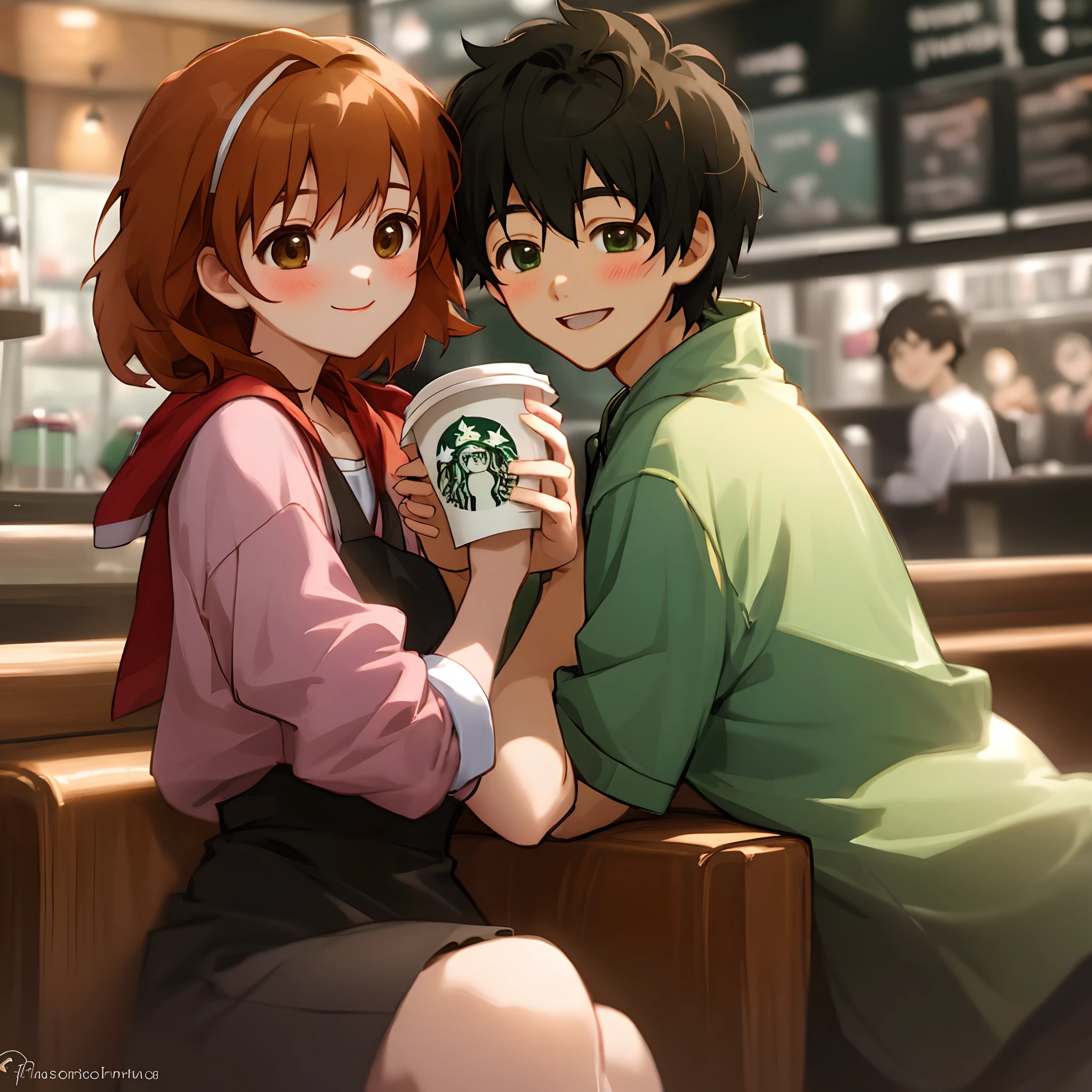 hiro hamada at starbucks with girlfriend