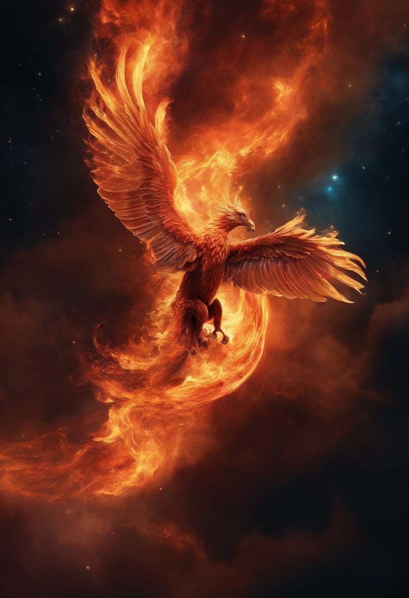 A fire elemental flying through space.