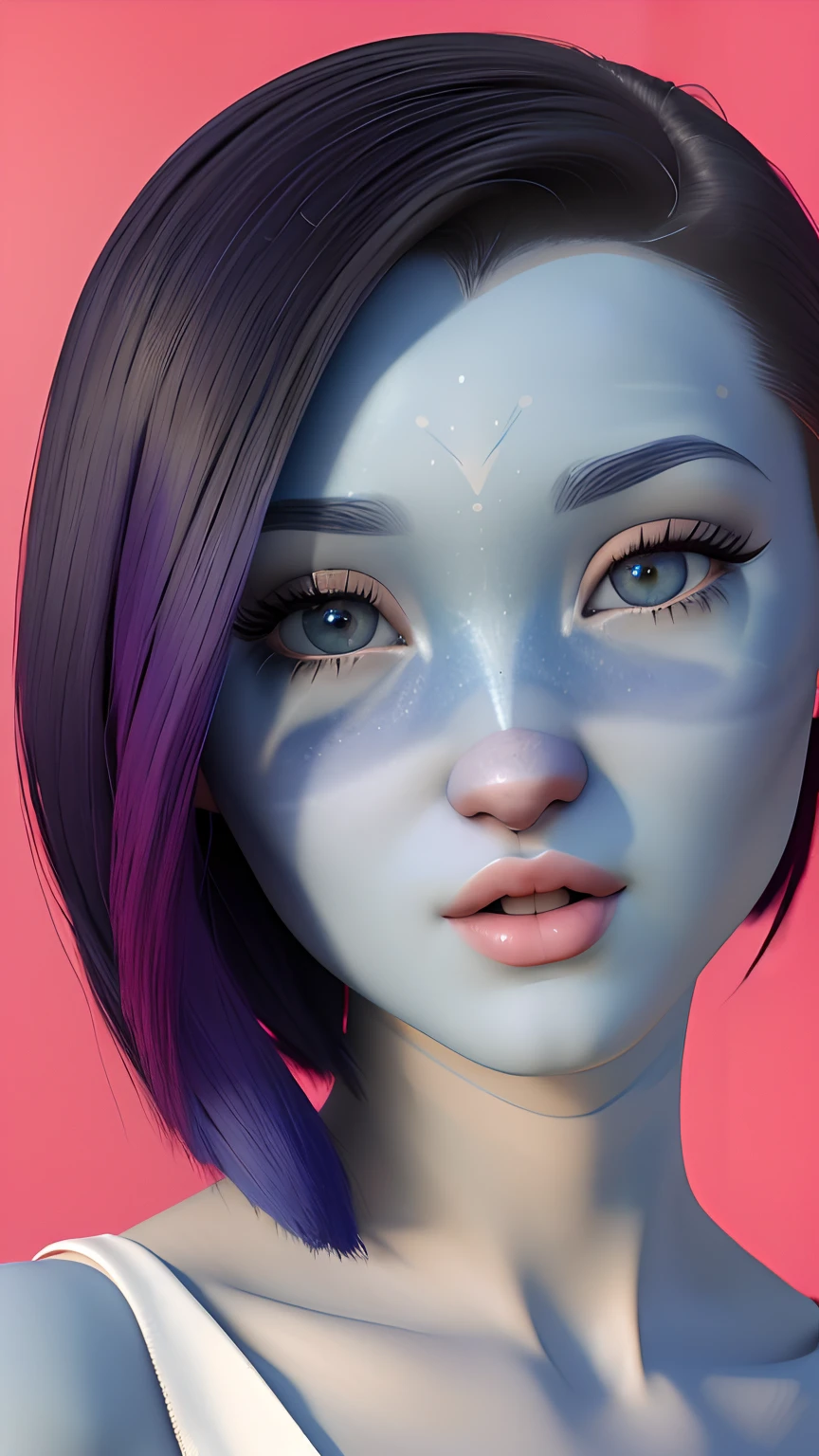 um close up de uma mulher com cabelos ruivos usando um top branco, inspirado em Sim Sa-jeong, Avatar do Second Life, adolescente hiperrealista, IMVU, render de abril, realismo artstyle, cabelos ruivos macios, aesthetic cute with flutter, avatar da parte superior do corpo, kawaii retrato realista, estilo de arte realista, ((vermelho)) olhos baggy, do cabelo vermelho