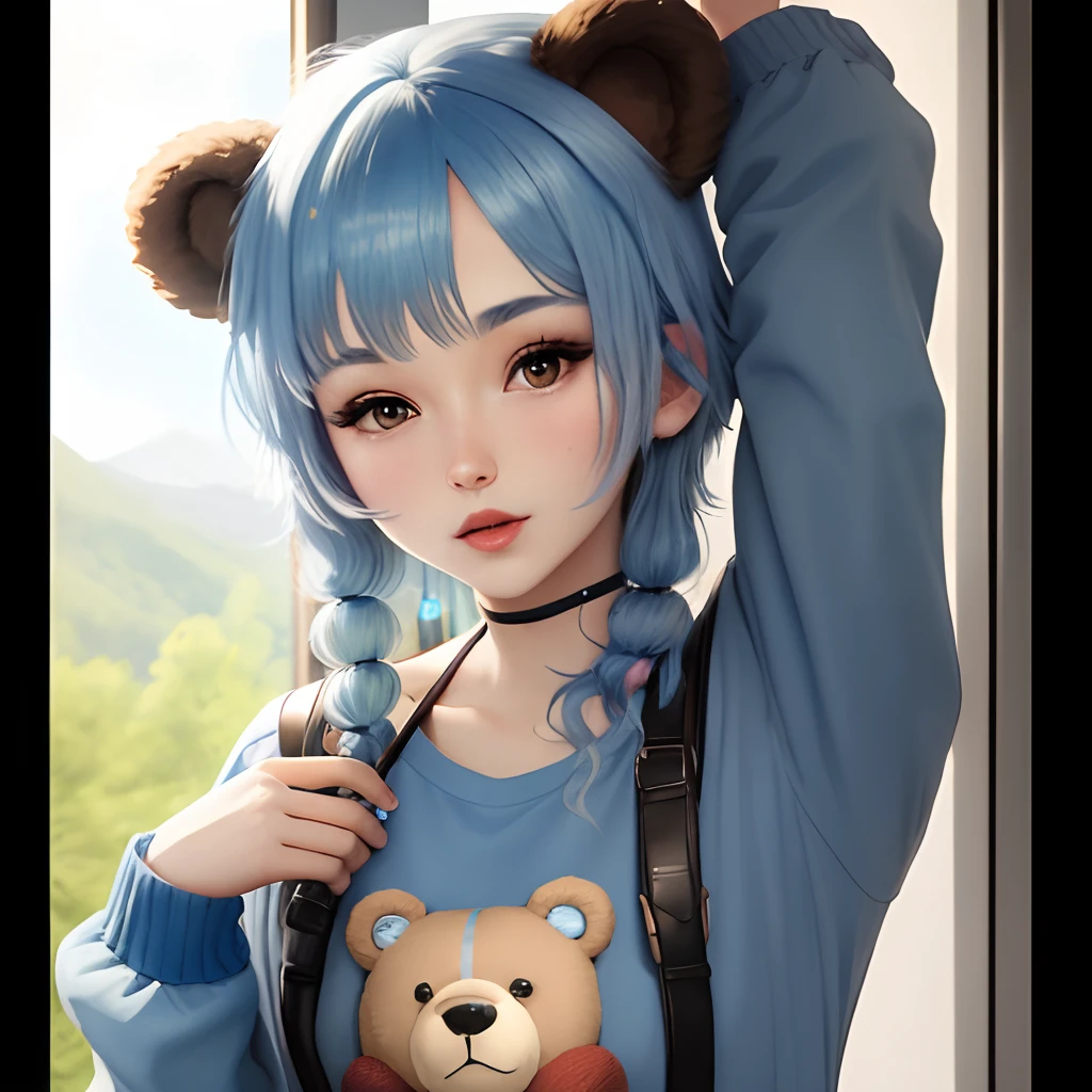 Bear with blue hair