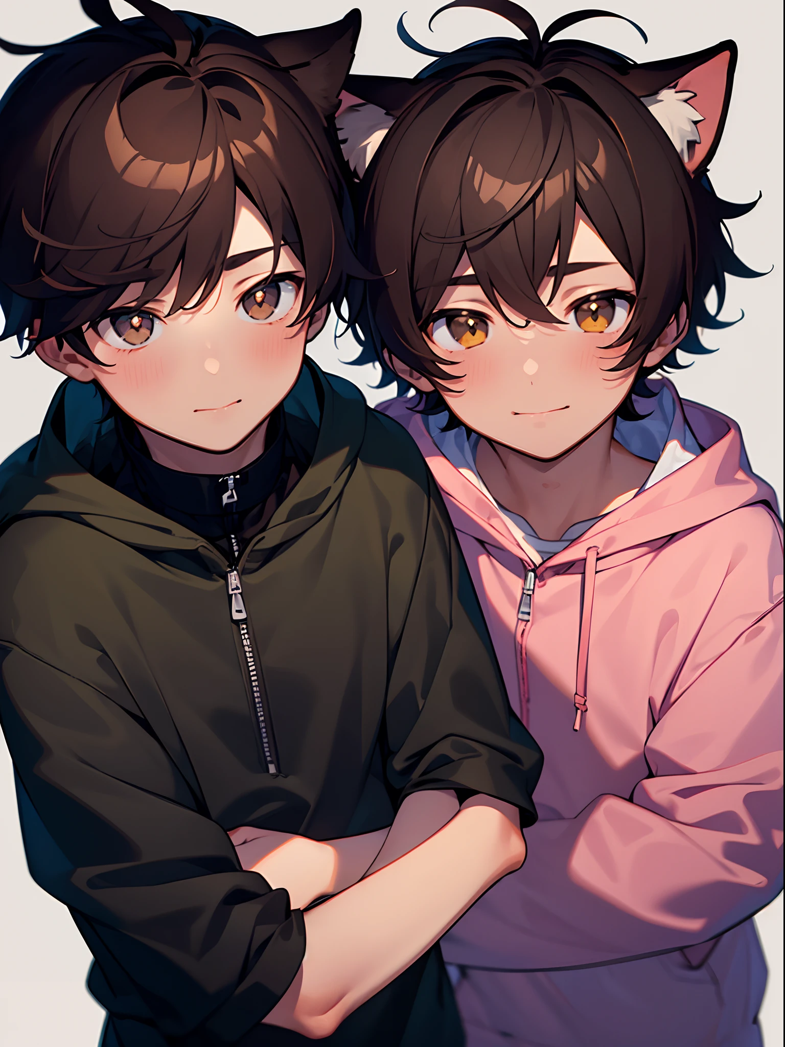 Anime boy fashion with cat hoodie