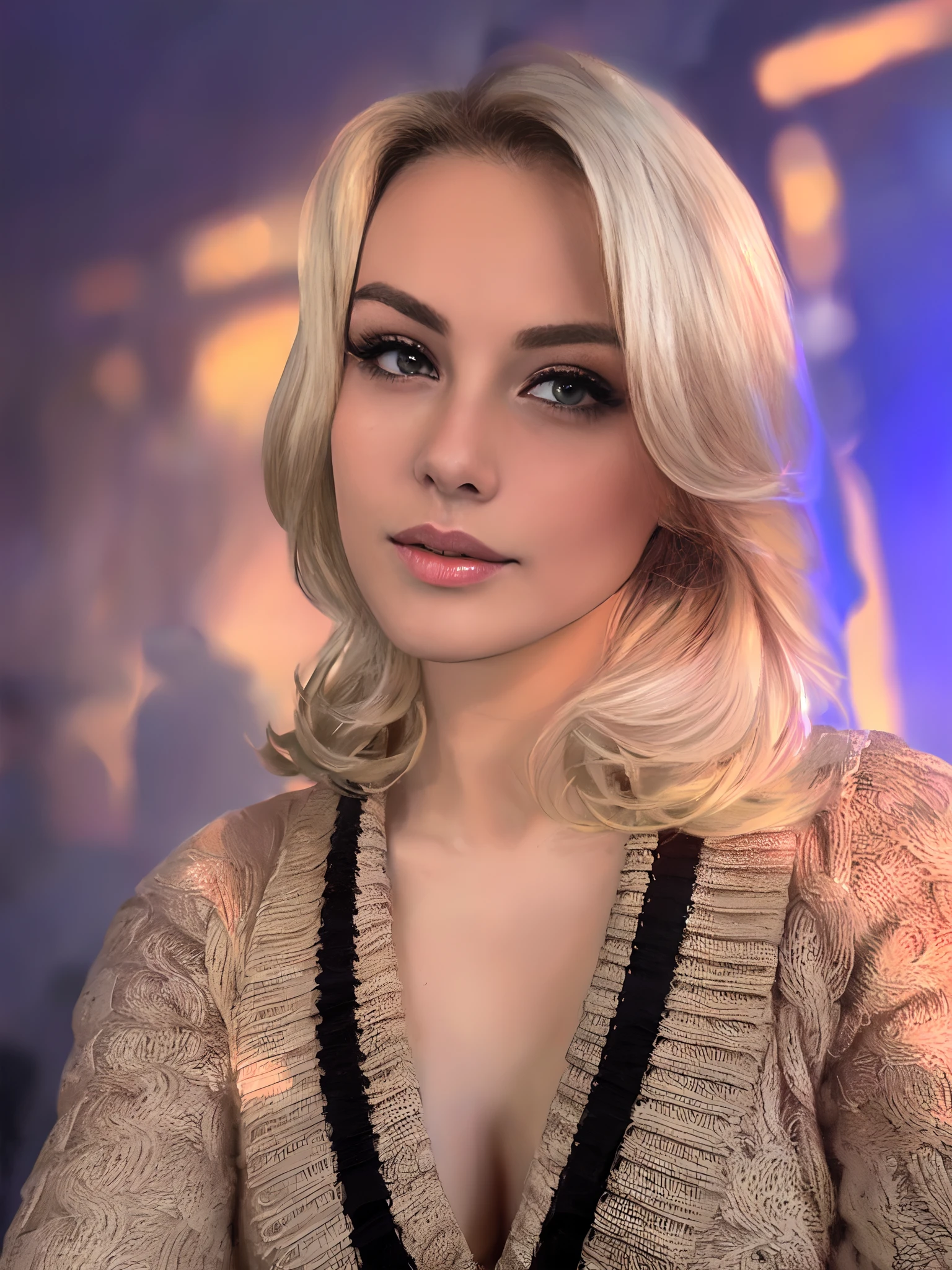 blond woman, posing for a picture, blonde and attractive features, blonde hair and large eyes