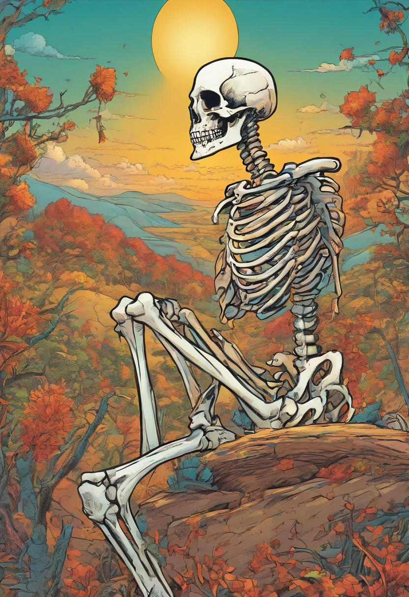 Drawing if a full skeleton looking down