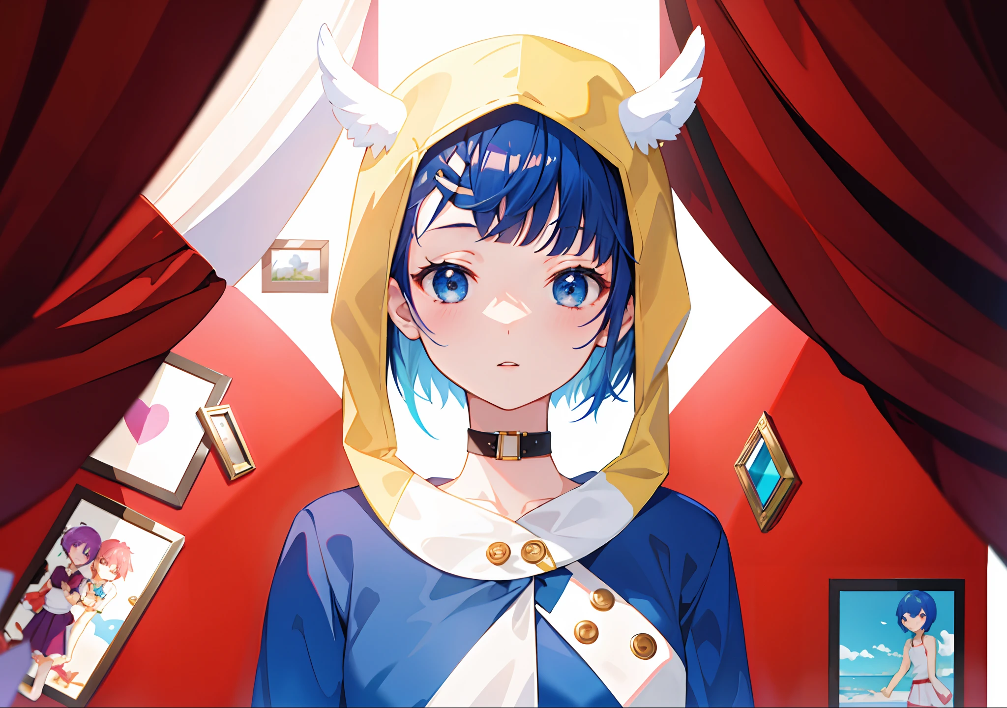 ​masterpiece, top-quality, full body Esbian, 1girl in,Background girl's room,Gradient Hair,Shorthair,picture detail,
