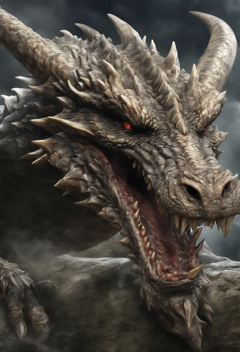 A dragon body with five heads.