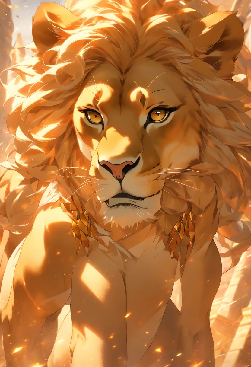 (((Woman's body and lioness's head))), best quality, very high resolution, 4K detailed CG, masterpiece, Egyptian mythology, SEKHMET, sun in the background, Ancient Egypt, standing pose, lioness goddess, clothes white, Egyptian clothing, Egyptian temple, desert, Ancient Egypt, ((feline head, woman body)), Egyptian palace, aesthetics, beautiful image, centered on screen, standing pose