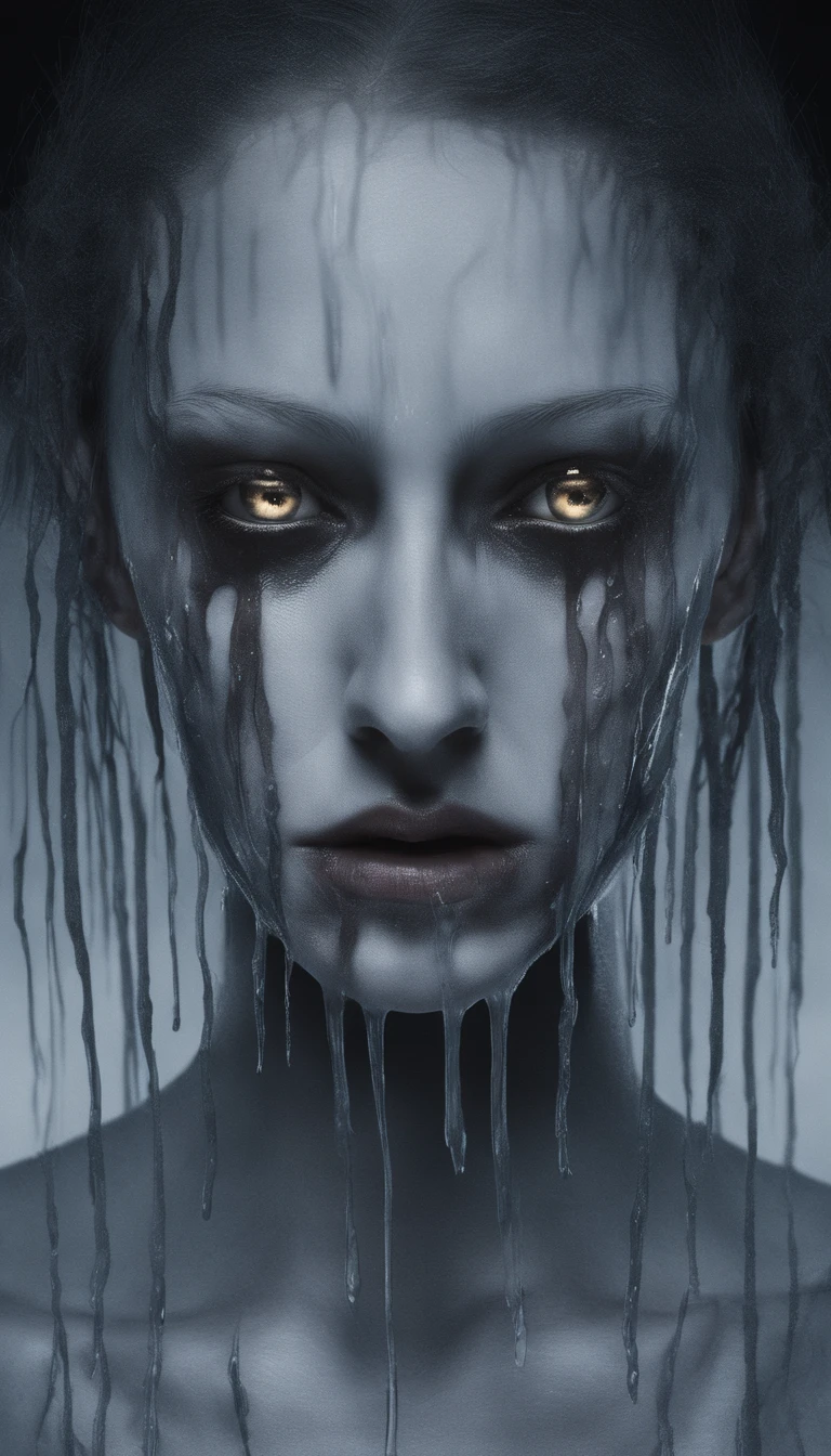 professional close-up photography of a beautiful ::transparent womans face made of dripping resin looking at the sun going down, light glossy pastel resincolors, 3d effects, high resolution, backlight, frontlight, soft lighting, golden hour lighting --no blur, illustration, extra nose, extra eyes, extra ears, --v2 -