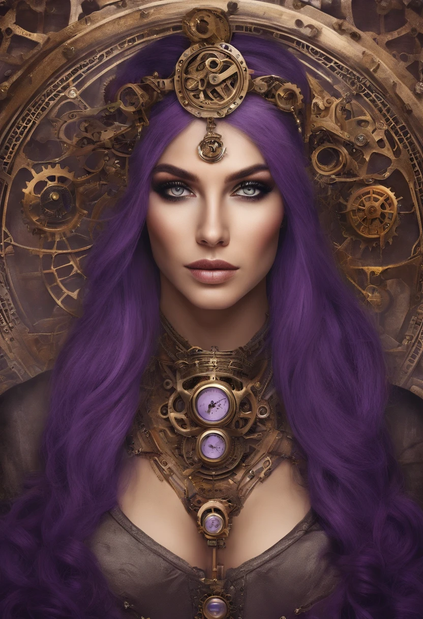 Girl with long purple hair, Slim, beatiful face, little chest