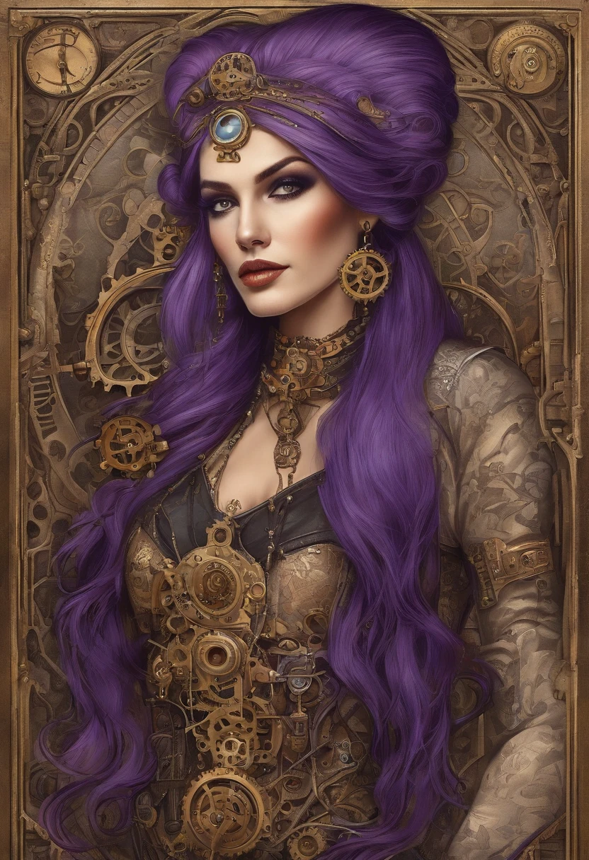 Girl with long purple hair, Slim, beatiful face, little chest