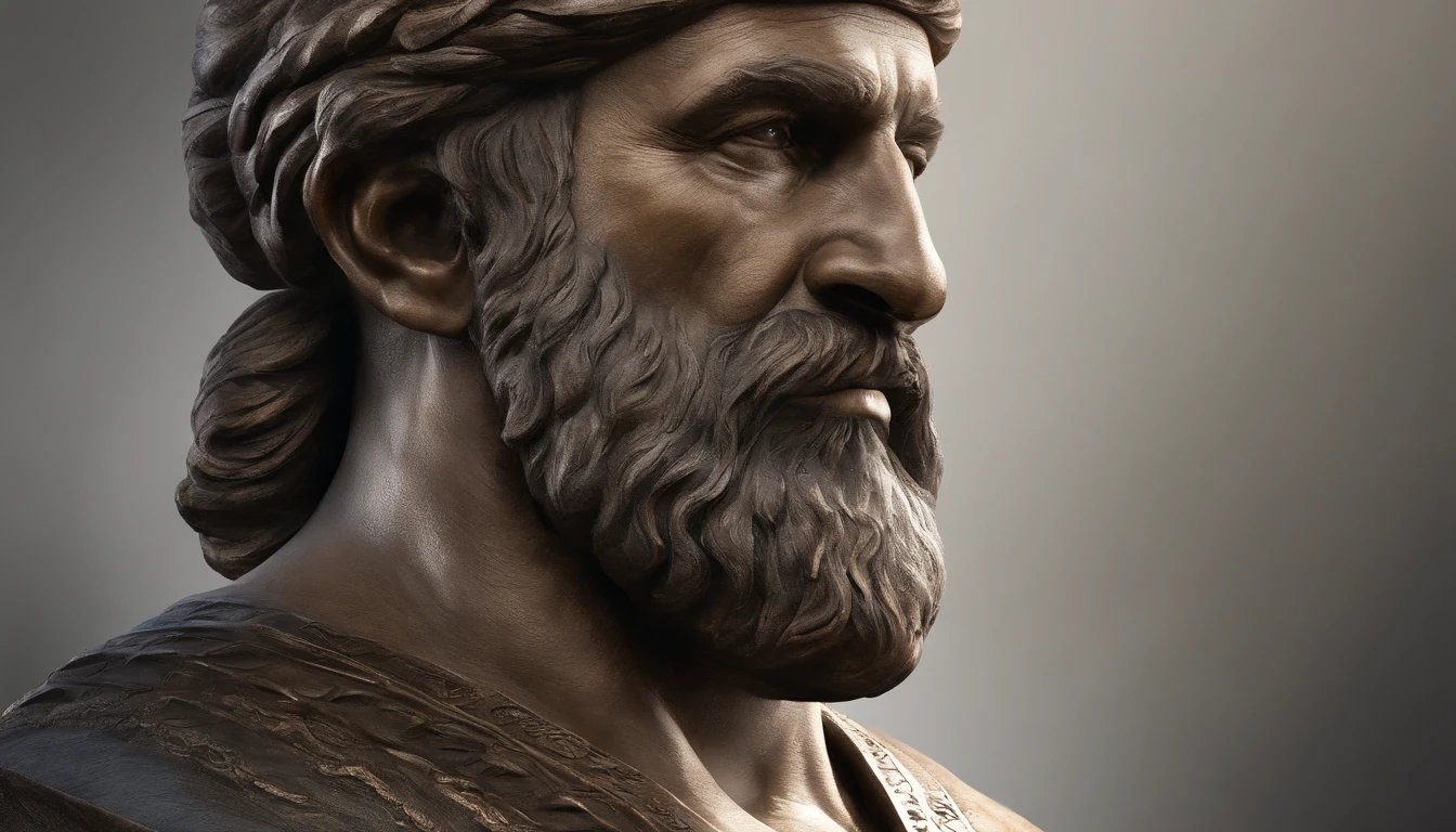 greek statue of philosophy with beard and muscles, cinematic, 8k, dark background, detailed symmetrical realistic face, extremely detailed natural texture, peach fuzz, short hair, masterpiece, absurdities, award-winning photo by lee jeffries, nikon film stock d850 photography, camera kodak portra 400 f1.6 lens, extremely detailed, amazing, fine details, rich colors, realistic hyper realistic texture, dramatic lighting, unrealengine, trending on artstation, cinestill 800 tungsten, looking at viewer, realistic photo, photo RAW , TanvirTamim, high quality, high resolution, sharp focus, extremely detailed, cinematic lighting, 8k uhd,