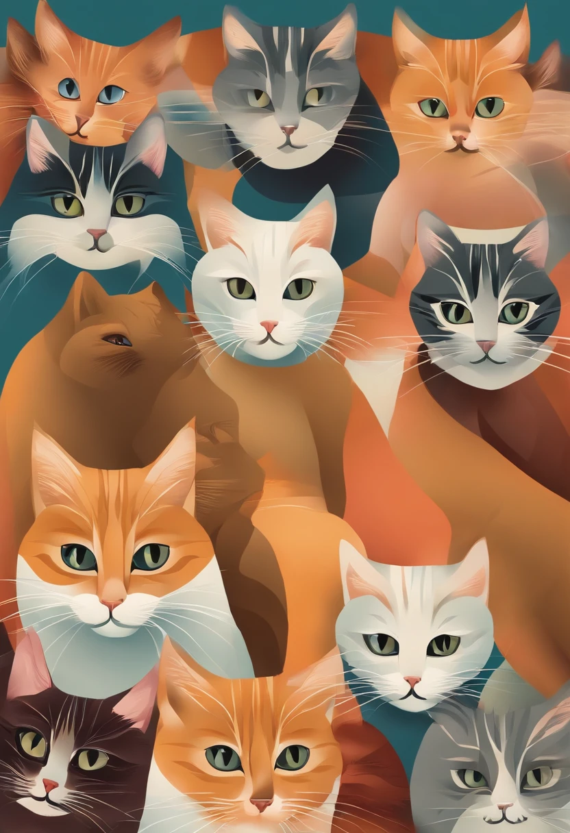 Create an optical illusion with cats lined up with the following phrase in their fur: Se mata