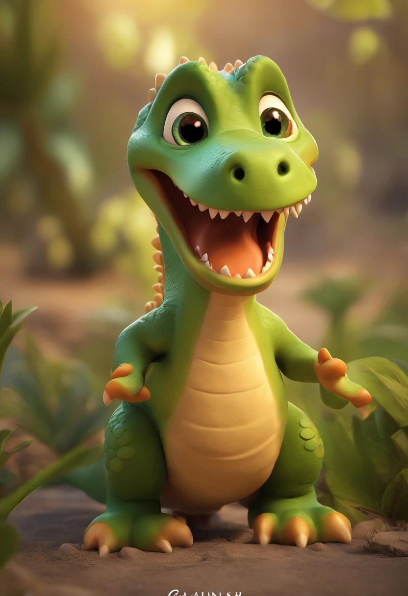 cute dinosaur,colourful animated,illustration,playful,detailed creature,friendly expressions,vibrant colors,interactive artwork,dynamic poses,artistic rendition,fun and engaging,highres,ultra-detailed,physically-based rendering,lively character,expressive eyes and facial features,dynamic movements,playful environment,animated features,imaginative landscape,evokes childlike joy,colorful palette,soft and rounded forms,dynamic lighting and shadows,vivid tones,bokeh effects,joyful and whimsical,delightful scene,masterpiece:1.2