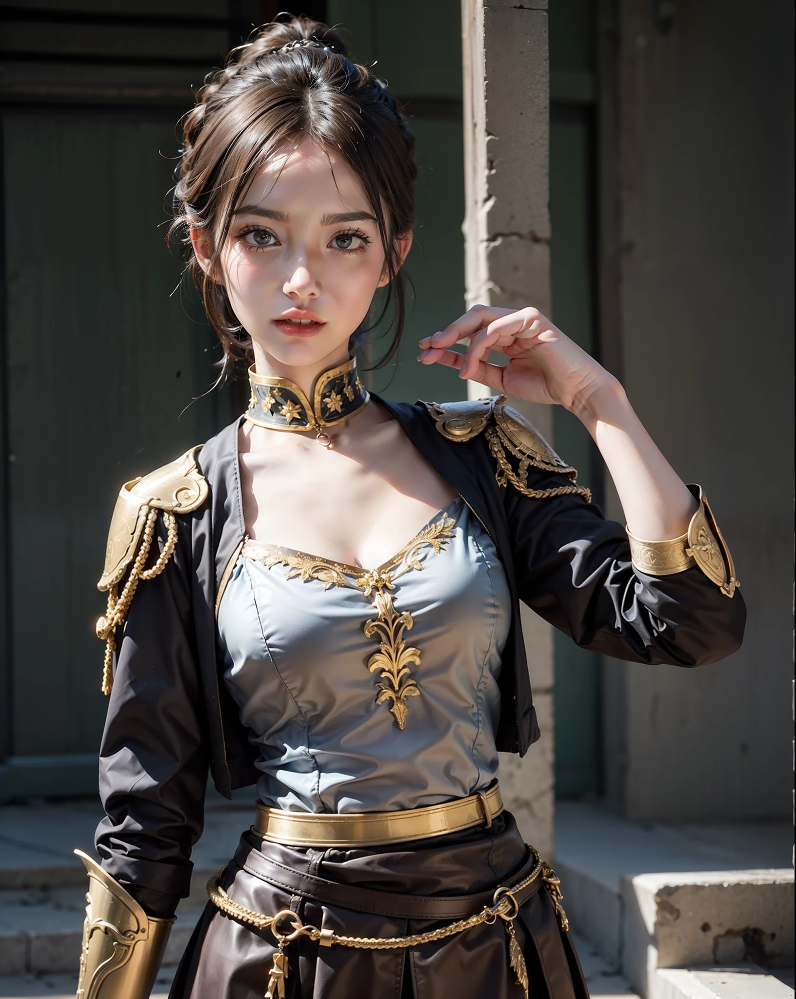 Beautiful woman in insanely intricate Roman legionnaire Outfit