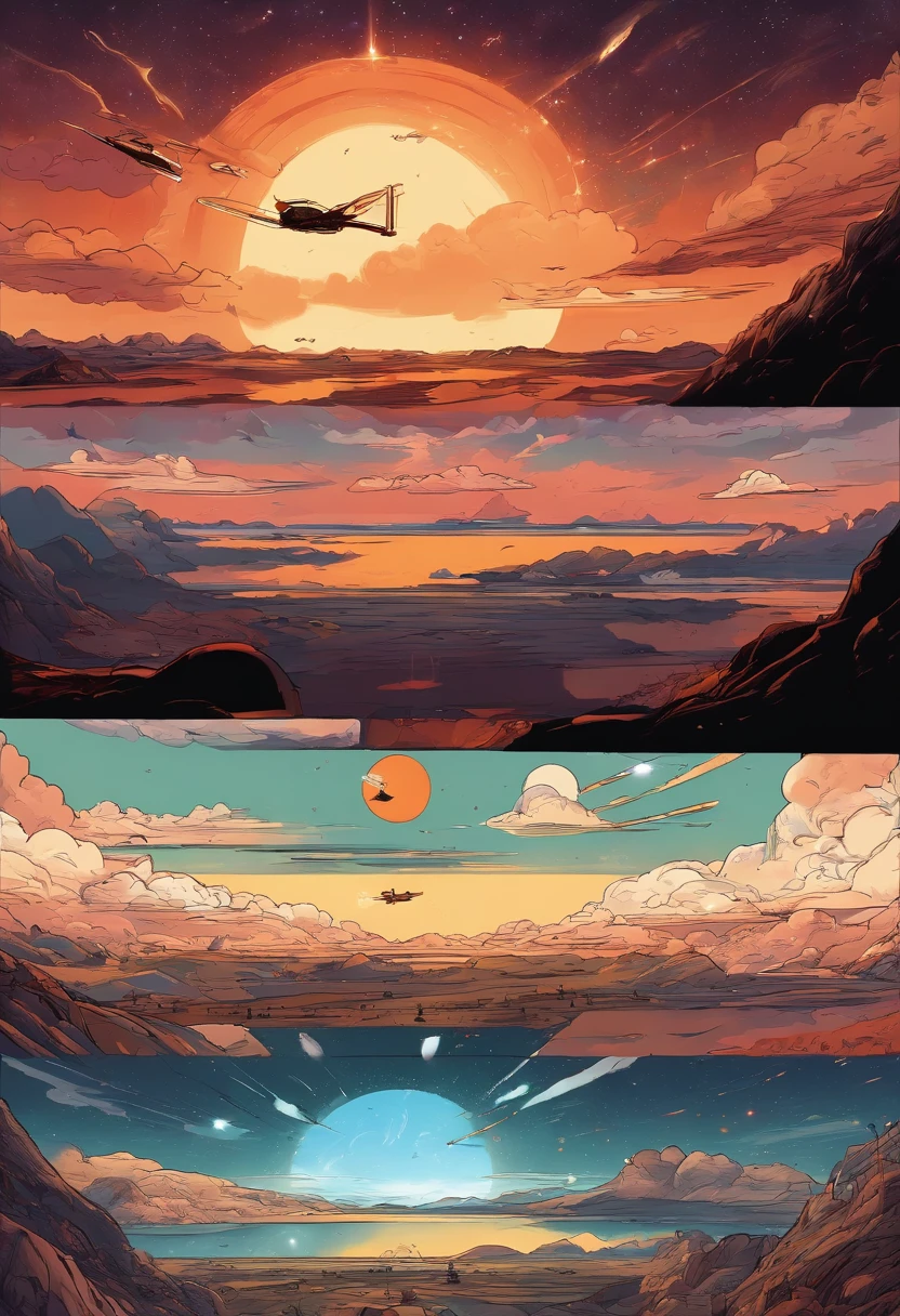 ((best quality)), ((master part)), (dramatic scene), Terra e Sol enquanto o Sol colapsa em um buraco negro, (Apocalyptic lighting:1.3), sun darkening as it implodes, (Epic composition:1.2), Terra banhada em luz vermelha, (cg animation:1.1), chamas e detritos sendo sugados, (atmosfera urgente:1.2), pessoas fugindo em navios ao redor, (cinematic mood:1.3), Clouds of nebula and galaxies in the background, (alto contraste:1.1), (8K resolution:1.0),Wujie