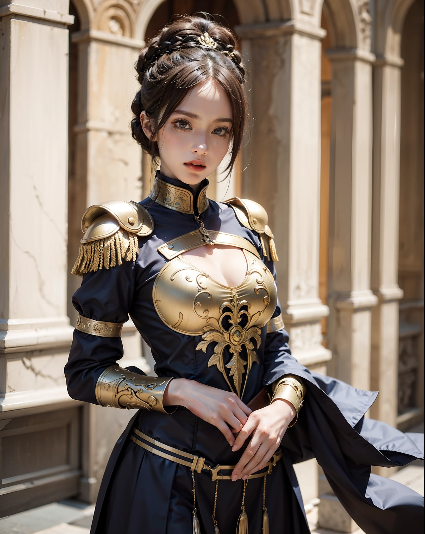 Beautiful woman in insanely intricate Roman legionnaire Outfit