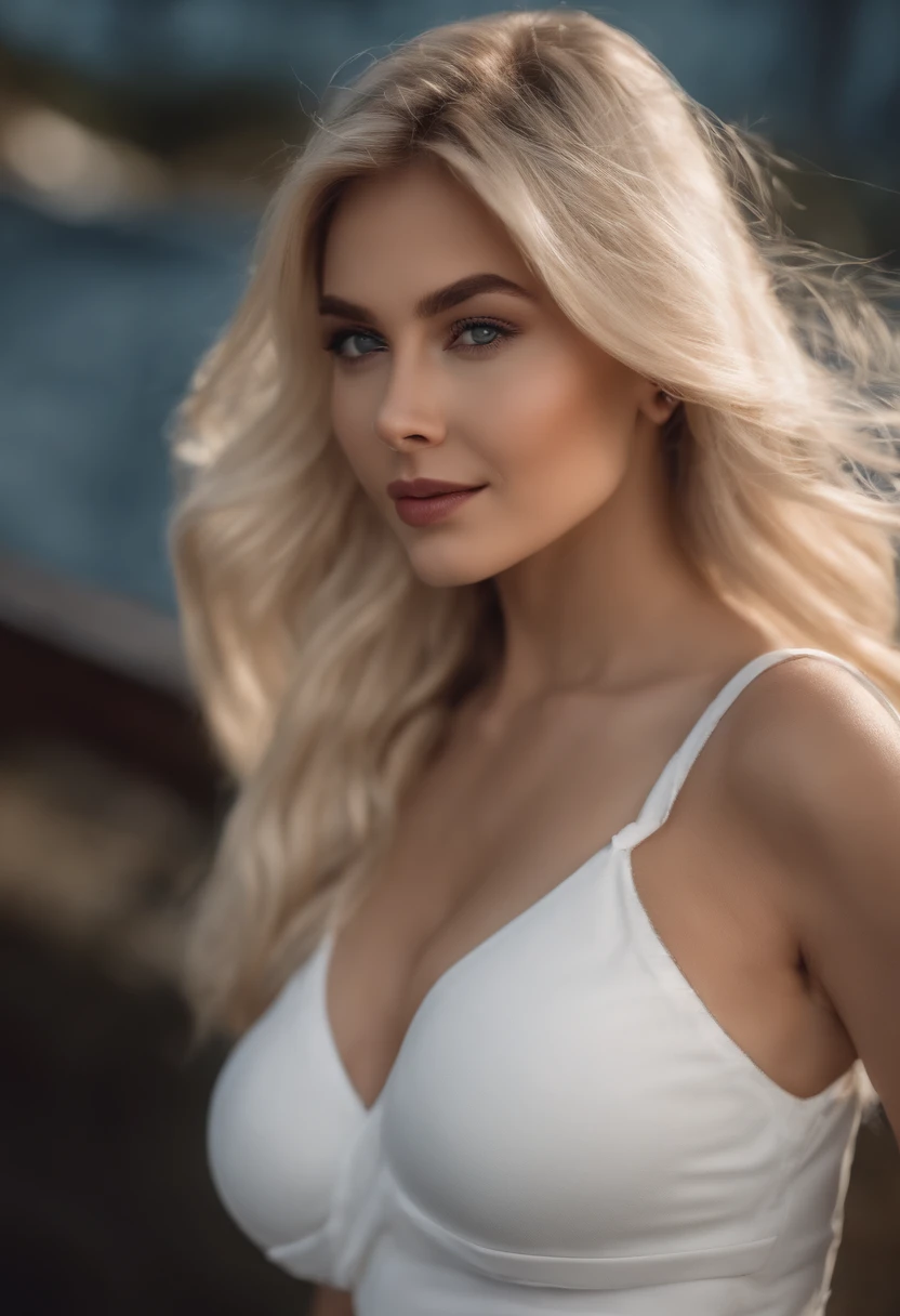 professional, (4k photo:1.1) by (Jeremy Lipking:0.3), (Dittmann Anna:0.3), (Arian Mark:0.3), (Sharp focus:1.3), high detail, wearing (lowcut shirt:1.2), beautiful detailed face, hazel eyes, long blonde hair, (attractive young woman:1.3), (seductive:1.1), (blushing:1.1), hourglass body shape, large round big breasts, wide thicc hips, woman in black dress , blonde goddess, tight outfit, tight attire, smiling seductively, pretty face, perfect white haired girl, satisfied pose, cute seductive smile, beautiful blonde girl, good young girl, very sexy pose, beautiful angle, attractive pose, cute girl, sexy pose, a gorgeous blonde, full body picture, full body