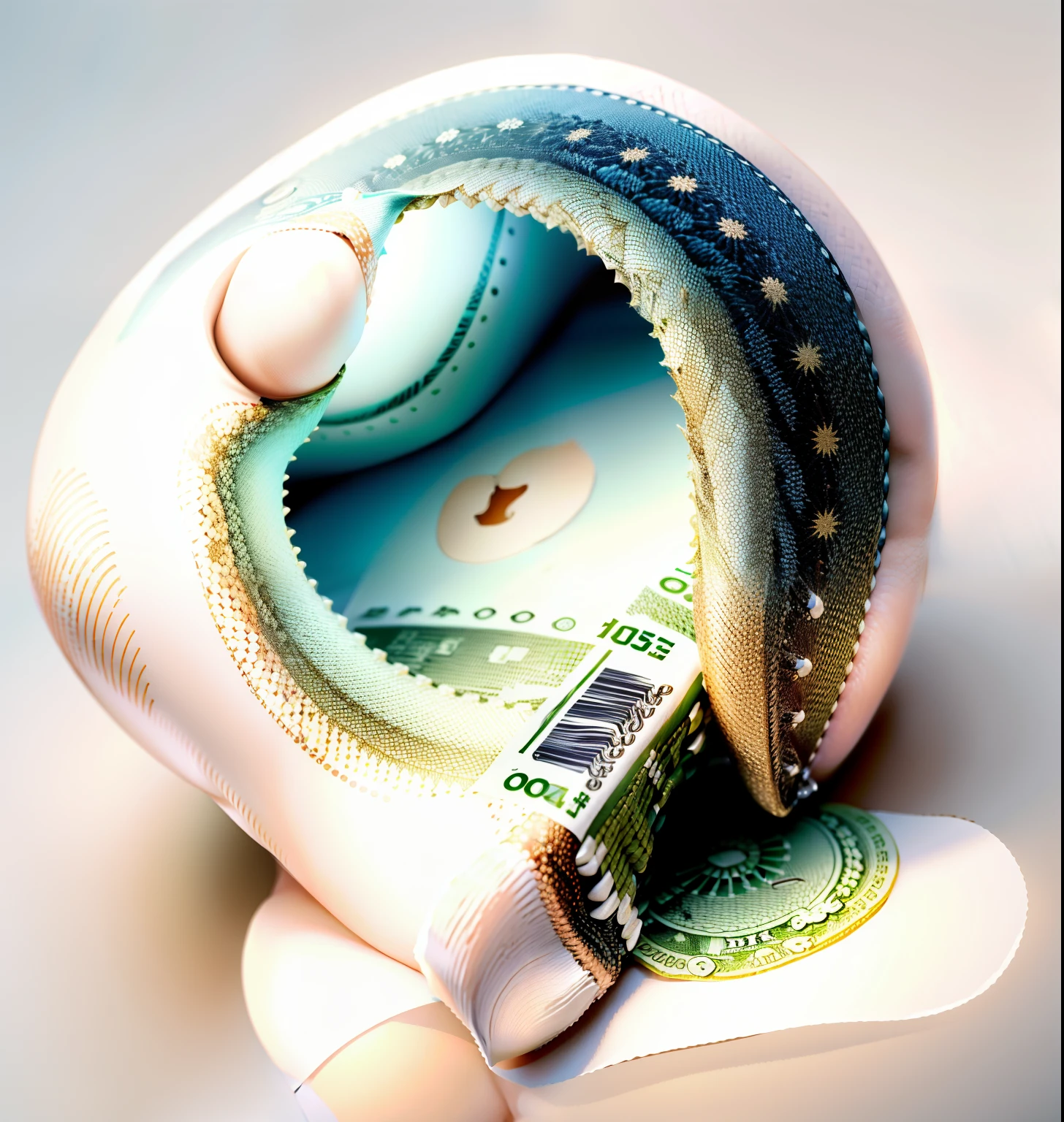 bulging、The background is money on the US $100 bill dancing in the bank、