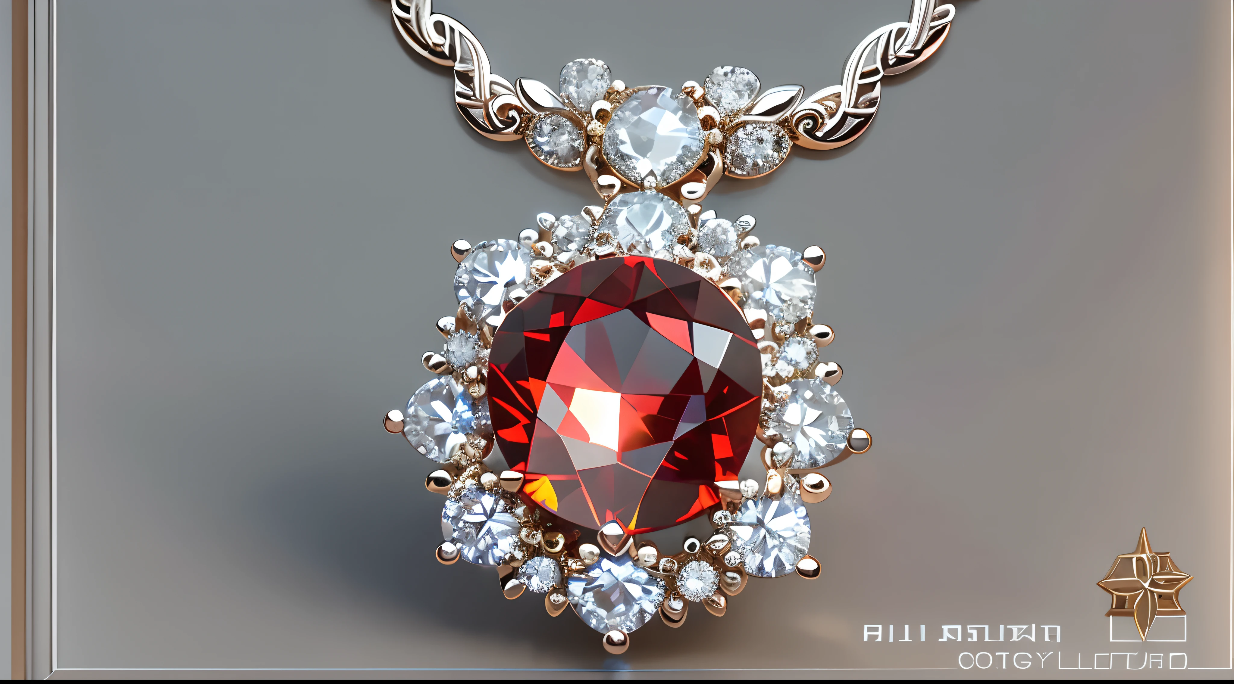 Diamond and ruby necklace from the book,Aurora chase,Extreme light and shadow,Extremely strong reflected light,Extreme ambient light,Extreme shadows,globalillumination,rendering by octane,Ultra photo realsisim,Hyper-realistic,soft sun light,(extremelycomplicateddetails:1.1)(Incomparably noble shape:1.1)artwork of a,invaluable,Close-up of items,a professional shot of