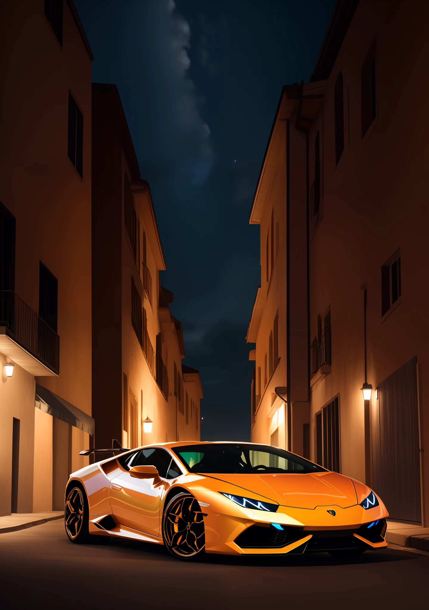 Lamborghini Huracan 8k quality ultra hd night time masterpiece photorealistic bold sports car