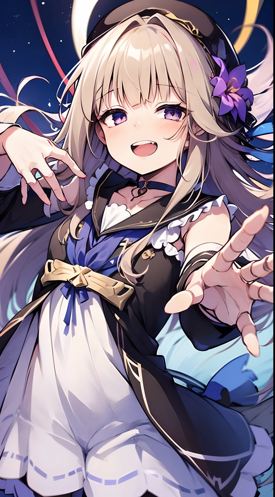 1girl, upperbody, evil smiles, spinning eyes, open mouth with teeth visible. hand not visible