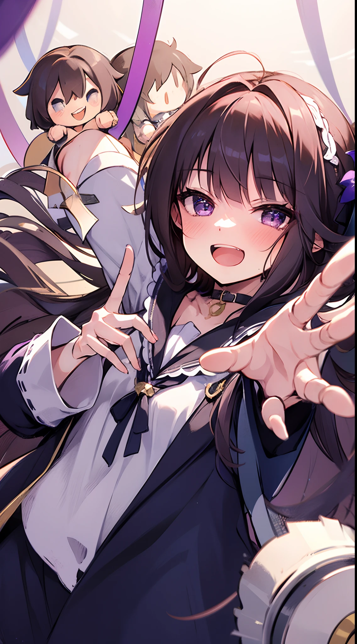 1girl, upperbody, evil smiles, spinning eyes, open mouth with teeth visible. hand not visible