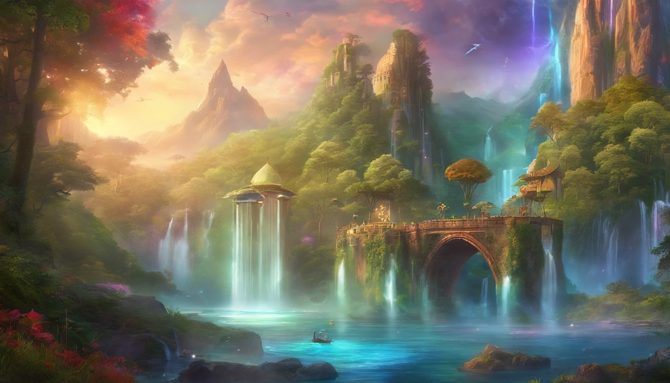 (best quality,4k,8k,highres,masterpiece:1.2),ultra-detailed,(realistic,photorealistic,photo-realistic:1.37),dreamworld,colorful music,riding dinosaurs,performing ninjas,airships in sky with beautiful galaxy,ninjas jumping and flying,ancient city with towering buildings,magical floating islands,lush greenery,sparkling waterfalls,twinkling stars,ethereal atmosphere,vibrant colors,impressive lighting,huge creatures,whimsical landscapes,awe-inspiring scenery,mystical energy,magical aura,surreal settings,mesmerizing harmony,awe-inspiring beauty,dynamic composition,harmonious blend of elements,immersive experience,visually stunning,magical and intriguing.