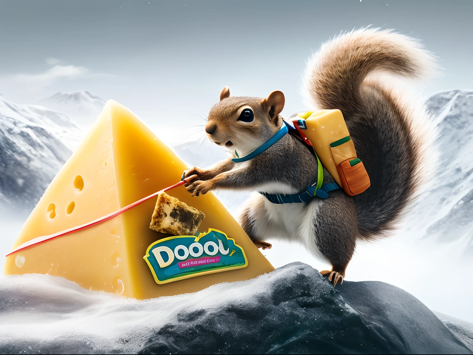 there is a squirrel that is holding a piece of cheese, doodad, promotional render, dofresh, 🐿🍸🍋, adorable digital painting, hyperrealistic 3d digital art, hyperrealistic 3 d digital art, derpibooru, 3 d epic illustrations, food advertisement, inspired by Darek Zabrocki, danbooru