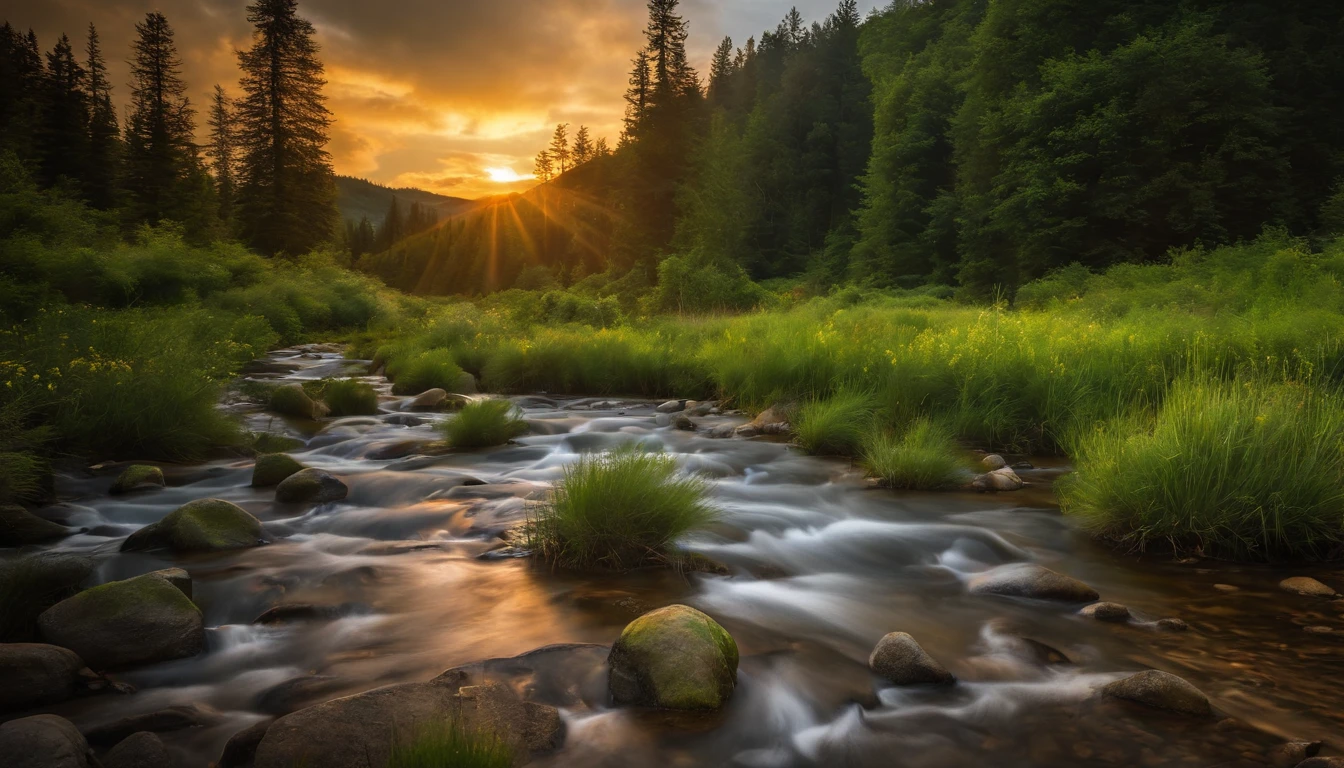 best quality,4k,highres,ultra-detailed,realistic,landscape,beautiful detailed scenery,nature park,peaceful atmosphere,towering mountains,lush greenery,twinkling sunlight,tranquil lake,crystal clear water,flowing river,cascading waterfall,colorful wildflowers,gently swaying trees,serene wildlife,soothing breeze,vivid colors,soft morning glow, golden sunset, breezy meadow,stunning panoramic view,harmony with nature.