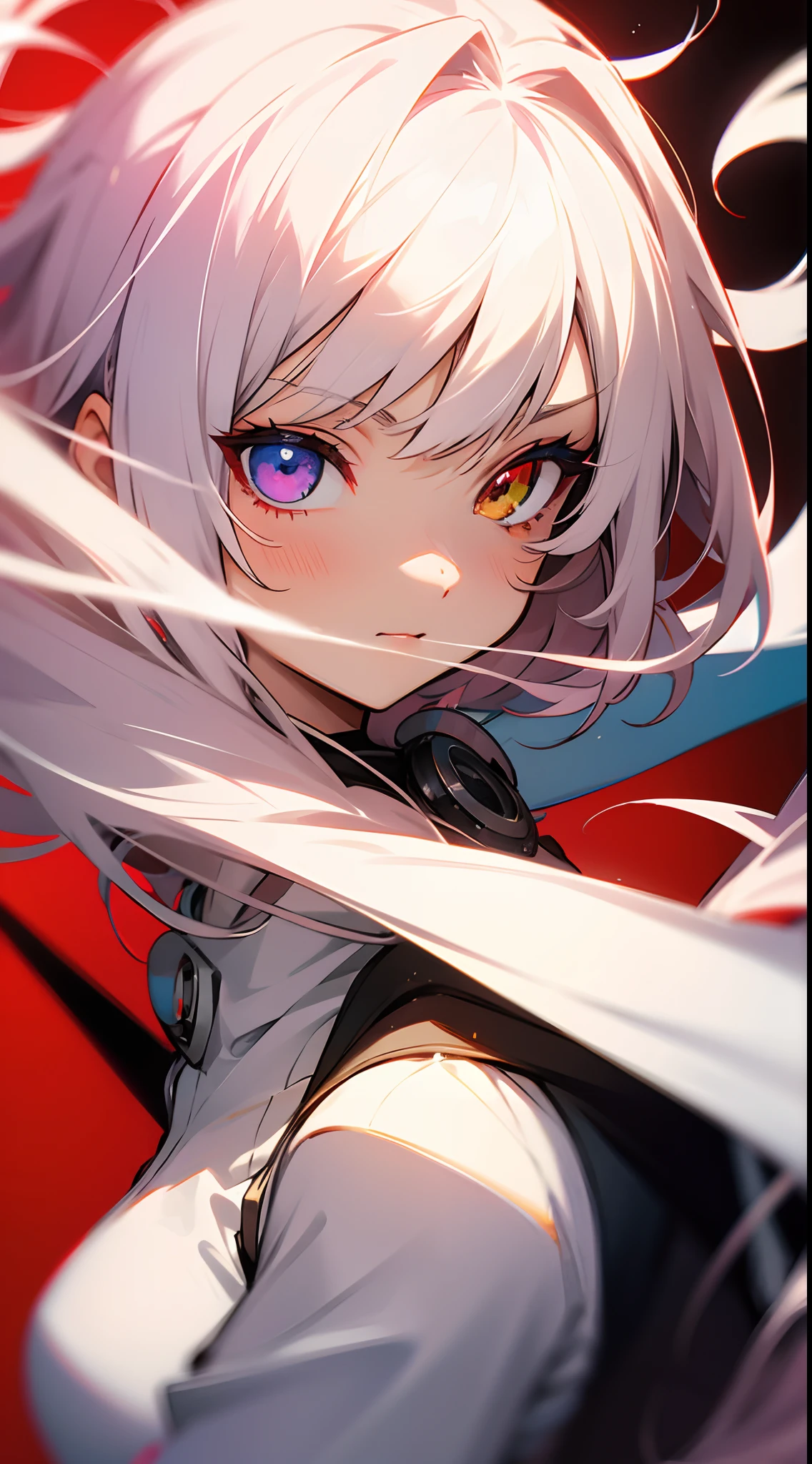 Heterochromia red and white eye anime girl