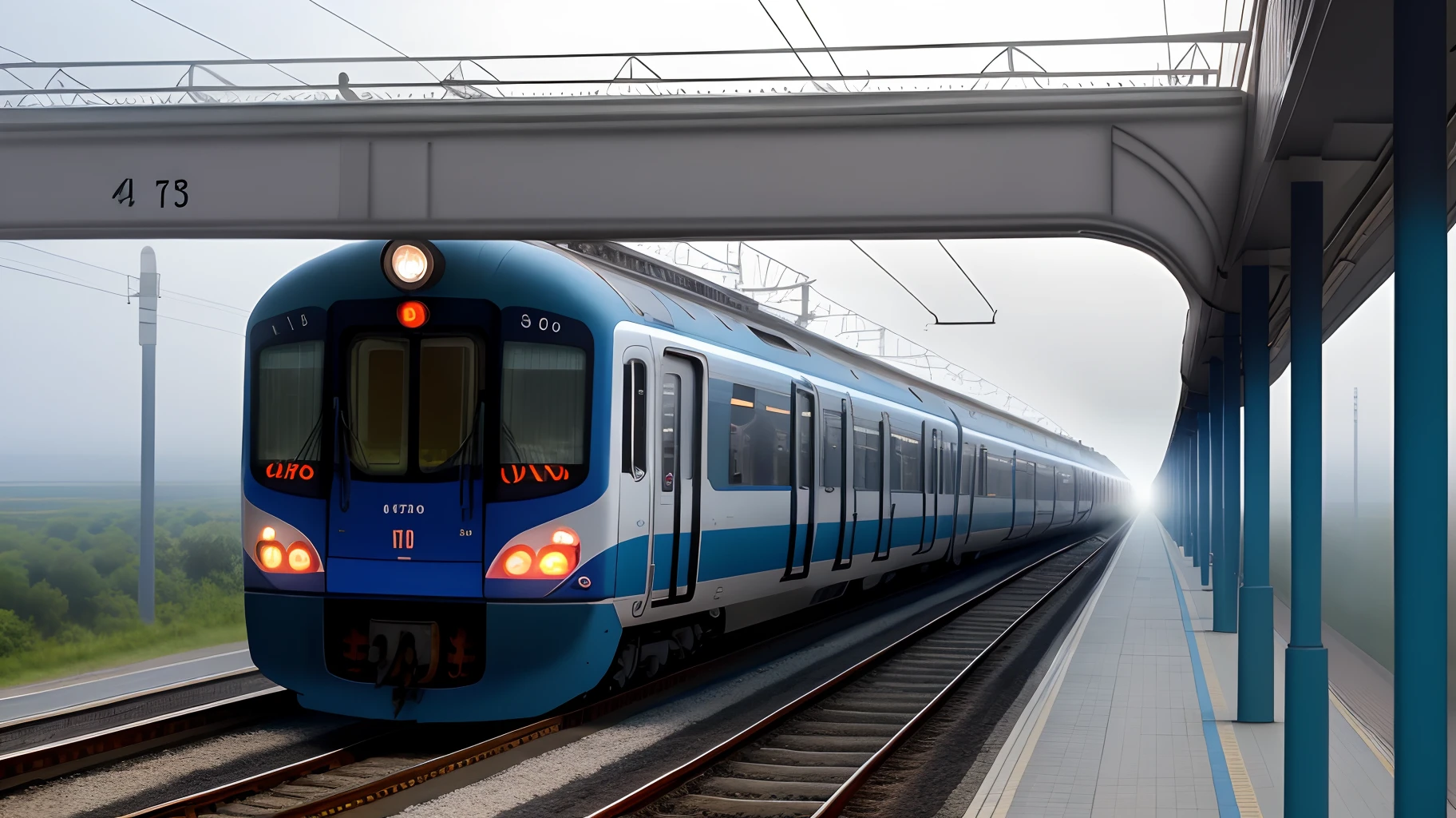 Train TER hauts de France sortant du brouillard