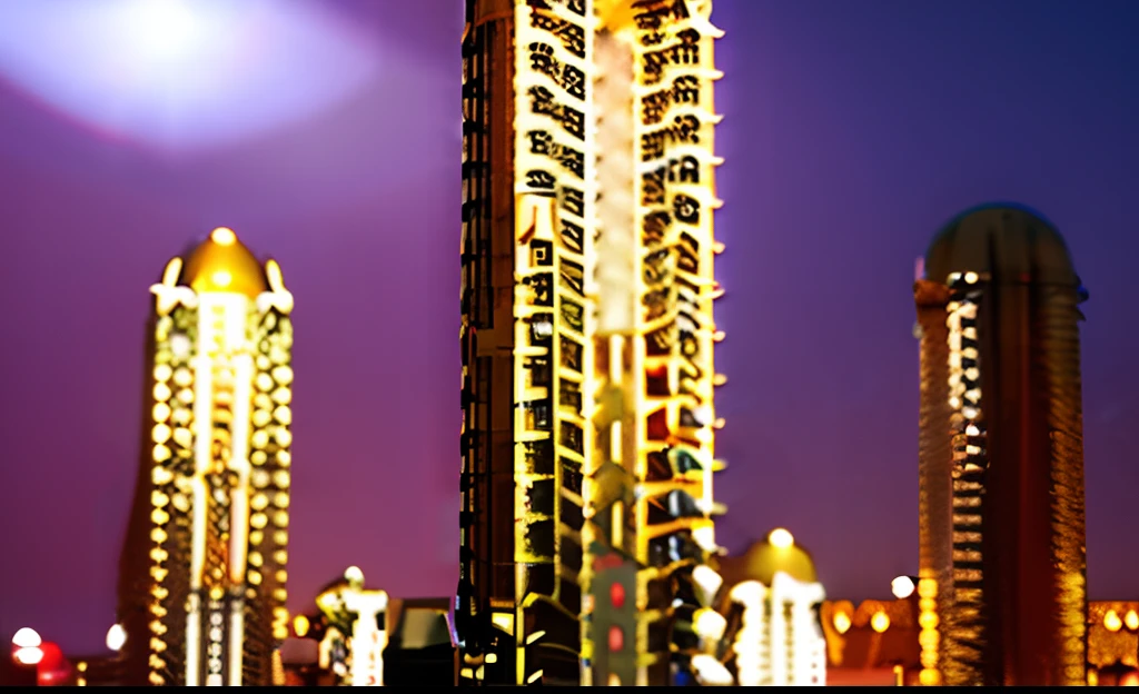 styled, Sidon, Golden light, Gold glitter, Futuristic sci-fi cityscape, sci-fy, hyper realisitc, A high resolution, 城市