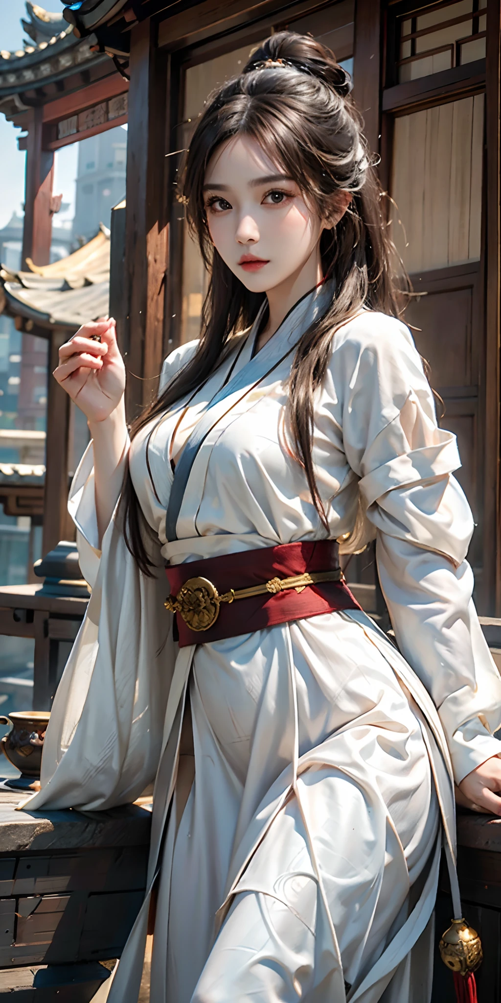 Japanese steampunk city、There are many monsters behind、full body shot shot、Horror-themed movie photos,、Calm, A female yokai with long hair wearing a pure white wedding kimono,（Head size 1:４) (full - length portrait:1.3), (Detailed evil face of a woman:1.4), I&#39;m wearing a kimono, Shallow depth of field, vignette, very detailled, high budget, bokeh, cinemascope, sulky, marvelous, Terror Legal, film grain, Granular . frightful, preoccupied, tenebrosa, frightfulな, suspense, strict, very detailled