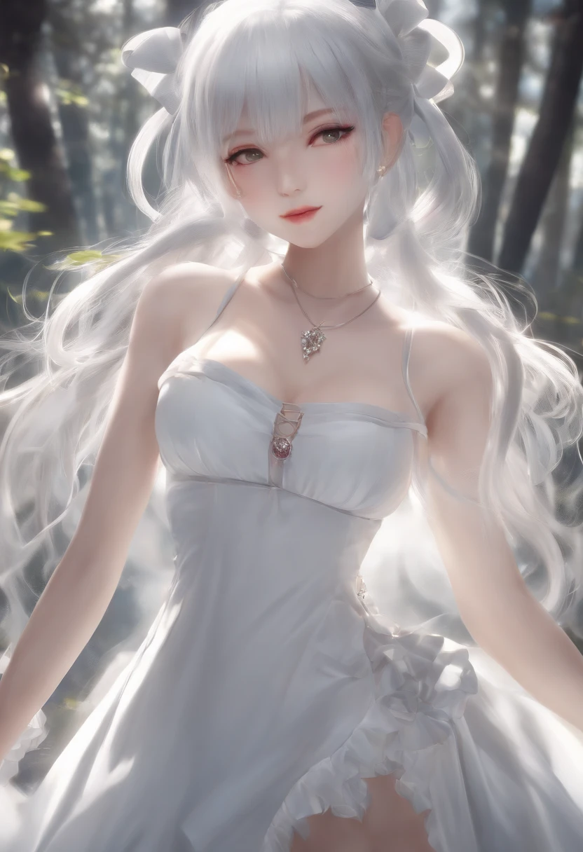 super high quality, masterpiece, Perfect illustration, Very detailed、8k wallpaper, Very detailed (Exquisite light and shadow, Very dramatic photo,Backlight) , ((Gray Hair:1.5))1 Girl, alone, (Wearing Han clothes, Royalty、Black and white Hanfu,Thick fabric,Long sleeve) Flower Field, Flowers, (White smoke:1.3) (Realistic:1.4), (Dynamic Angle: 1.4), Glowing Skin, (Floating colorful flashes: 1) The most beautiful chaotic shapes, elegant, Brutalist Design, Bright colors, Romantic Depth of Field Exotic_dance, half_naked、((Off the shoulder、Medium chest、Beautiful cleavage)),((Close-up image))
