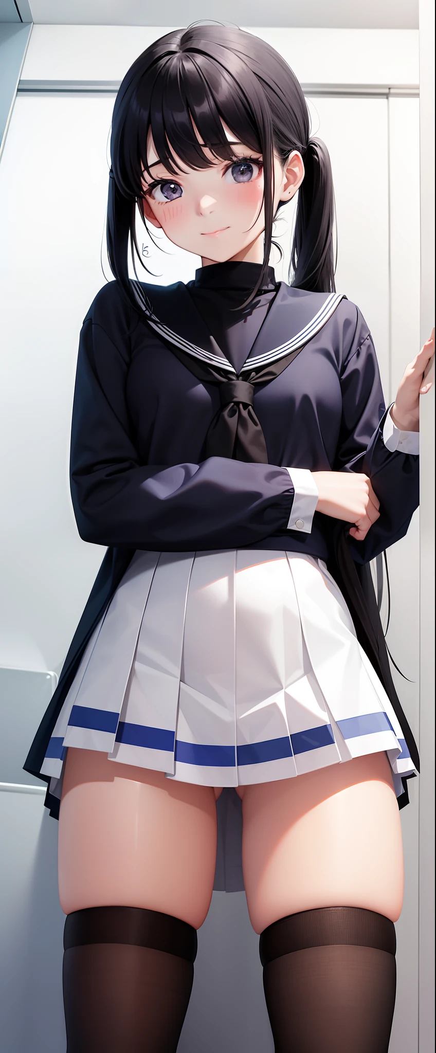 The place is a private toilet room、Black hair、poneyTail、embarrassed from、look up to、polution、15 year old woman、The whole body is visible、from below、sailor outfit、From the front side、Where the legs are spread is a private bathroom、Black hair、poneyTail、A smile、embarrassed from、look up to、polution、15 year old woman、The whole body is visible、from below、sailor outfit、From the front side、double piece，Spread your legs and wait for it to start、Turn