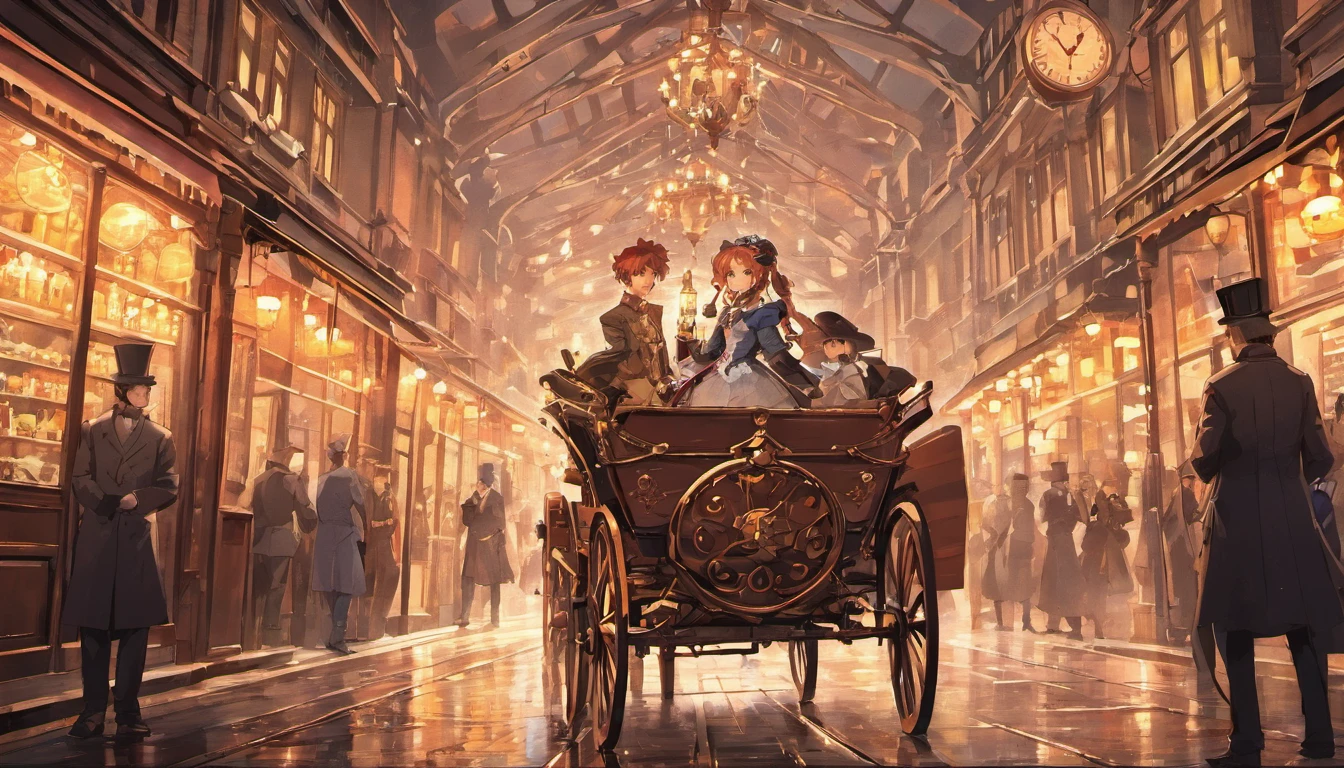 victorian city, bustling streets, carriages, steampunk
