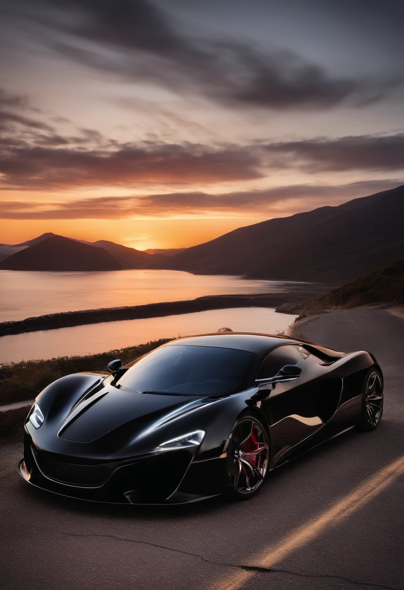 Black new sports car，Latest style，new design，modern day