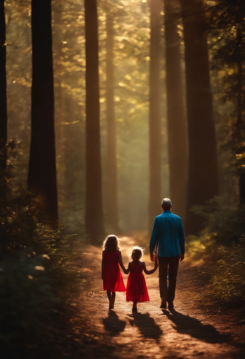 mumy, dady and 7 years daugther, walking in the forest. The file has to be a SVG file.