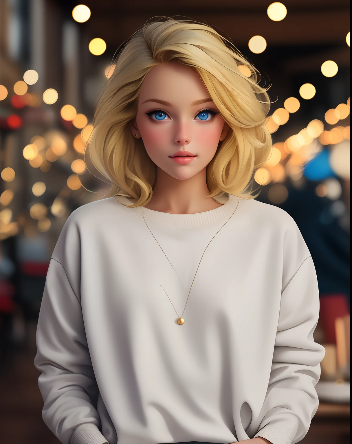 blond woman with blue eyes and a white sweatshirt posing for a picture, beautiful blonde girl, soft portrait shot 8 k, beautiful blonde woman, photo of a beautiful woman, blonde beautiful young woman, cute young woman, young blonde woman, a girl with blonde hair, 8k artgerm bokeh, beautiful young woman, 7 0 mm portrait, blonde woman, attractive girl, watercolor style