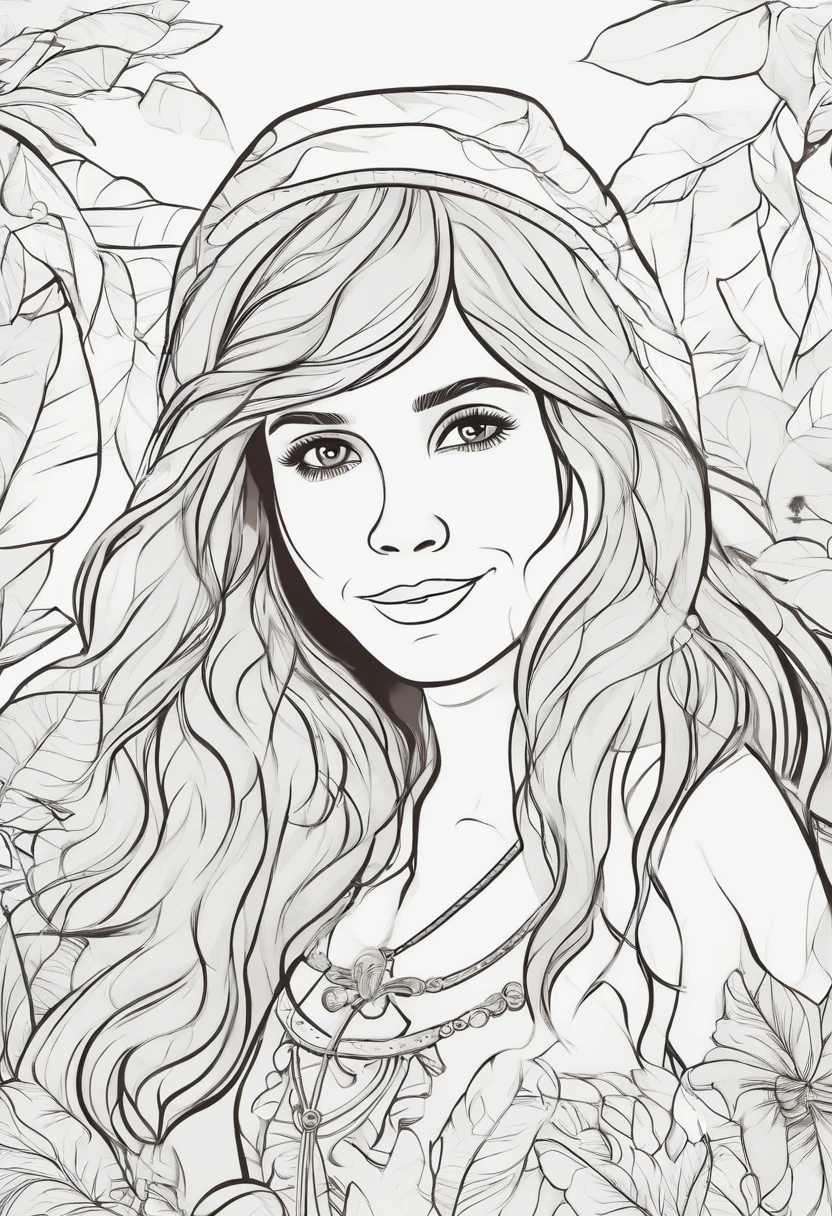 I need a 6-year-old girl, con el estilo de Leo The Explorer. It should be a long-haired girl, liso y de color oscuro. The file should be in the .svg. The background should be empty,