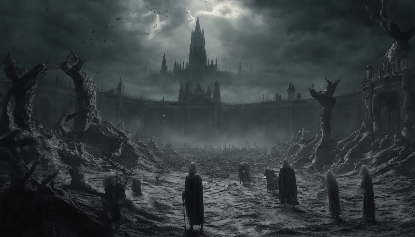 The Rapture ,Thousands of people are floating in the air,Standing on the clouds, Thousands of people are dressed in white, Raise your hands and sing hymns to praise God. The scenes are magnificent and surreal. (Best Quality, 4k, 8K, high resolucion, Masterpiece:1.2), Ultra-detailed, (realisitic, Photorealistic, Realistis:1.37), portrait of a, Vivid colors, studio lit, Sharp focus, physics based rendering, extreme detail description, Biblical Topics, grand ambience, radiant light.