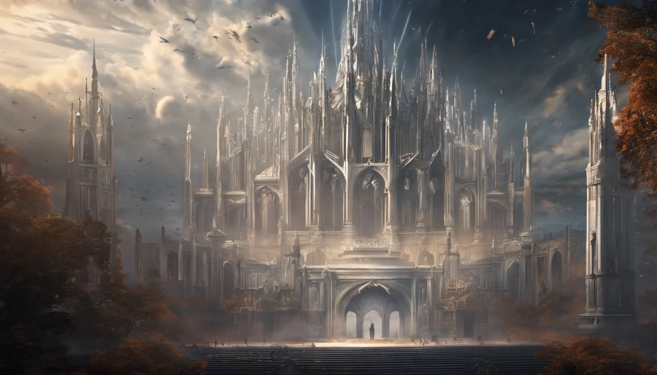 The Rapture ,Thousands of people are floating in the air,Standing on the clouds, Thousands of people are dressed in white, Raise your hands and sing hymns to praise God. The scenes are magnificent and surreal. (Best Quality, 4k, 8K, high resolucion, Masterpiece:1.2), Ultra-detailed, (realisitic, Photorealistic, Realistis:1.37), portrait of a, Vivid colors, studio lit, Sharp focus, physics based rendering, extreme detail description, Biblical Topics, grand ambience, radiant light.