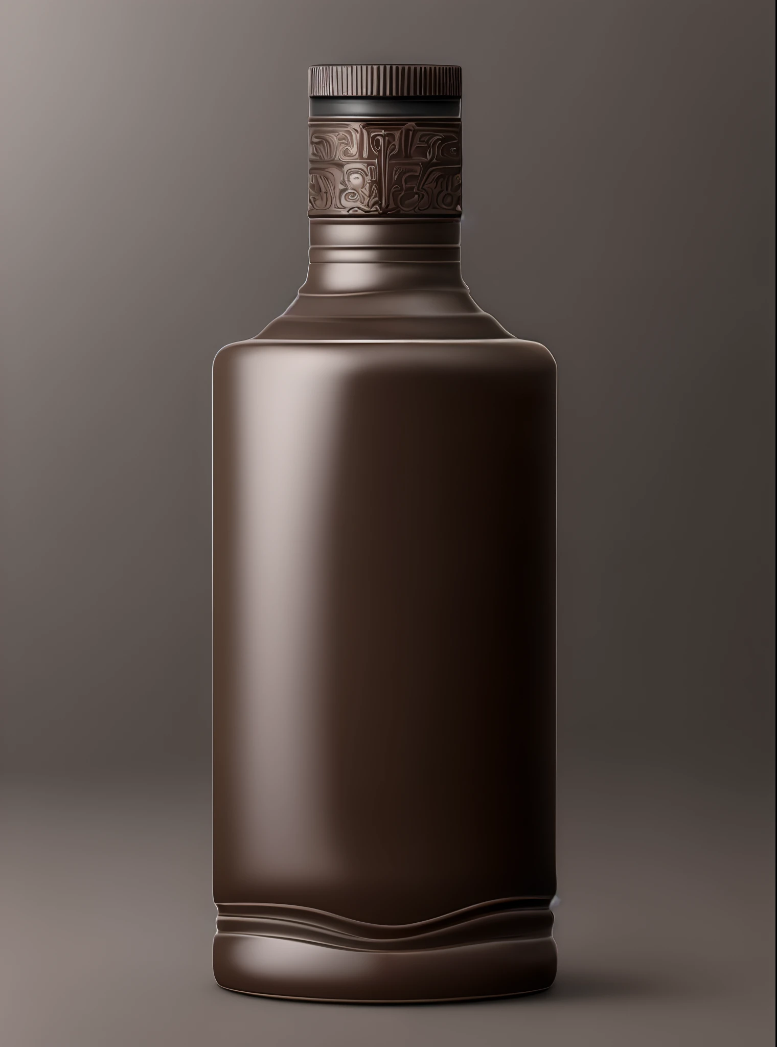 8K,fotografia do produto,Dark brown ceramic bottle,Ceramic texture,Smooth surface,rich details,Pure white background