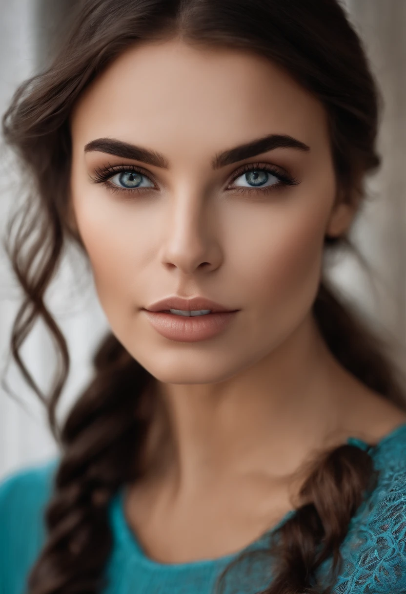 beutiful brunette girl full-face photo no background