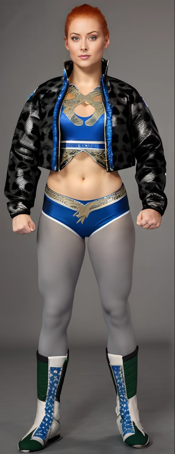 (beste-Qualit, tmasterpiece), wrestling clothing, (femme):(1.1), veste, attitude audacieuse, (cheveux roux):(1.2), background dark