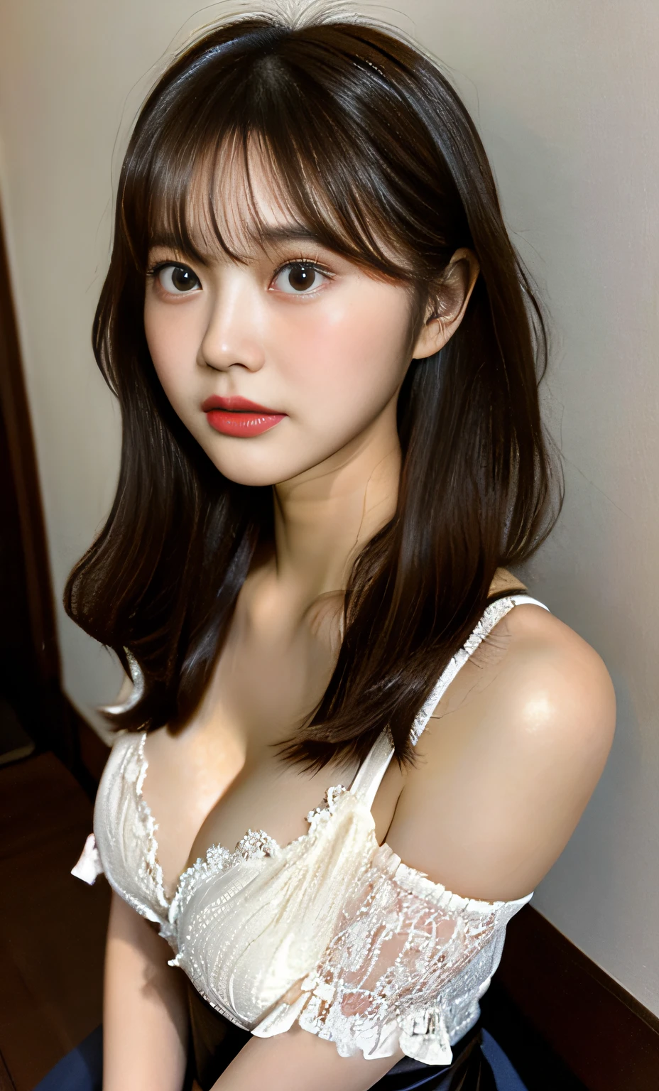 (((masterpiece))), ((best quality)), detailed, solo, 1girl, (((Kim Yoo-jung))) blonde ,18 years, black lingerie, stockings, seductive pose, ((big breast)), (big cleavage), (nice hips), (narrow waist ) (looking at viewer:2), absurdly long hair, long eyelashes, eyeshadow, small face, big eyes,bare shoulders, high contrast,ultra-high-definition, outstanding details, 8K, Blush face, attractive collarbone, sexy shoulders, blushing cheeks, nikon z9, 30mm lens, sharp focused face, f/4, iso 200, shutter 1/250, beauty light, medium shot, raw ,intricately detailed, award winning photograph, good contrast, high sharpness, facial symmetry, bokeh, ultra-detailed