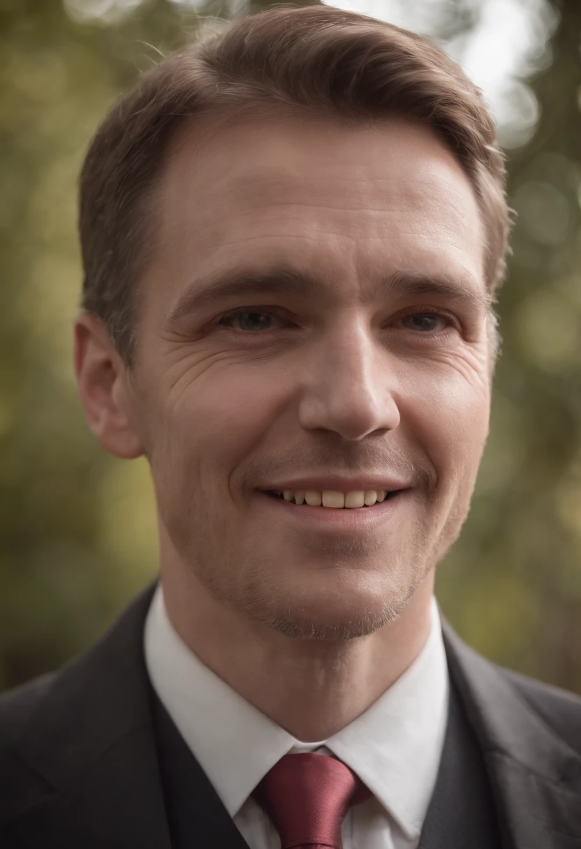 A church minister but with decaying teeth and missing teeth.
