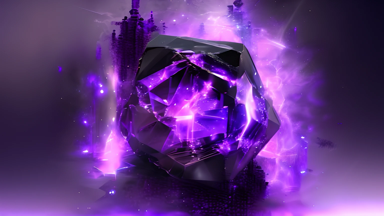 purple and black digital art of a purple and black diamond, purple glowing core in armor, 8k hd wallpaperjpeg artifact, 8 k hd wallpaperjpeg artifact, the tesseract, purple energy, tesseract, purple fire around magic arena, purple lightning, dark purple background, dark purple glowing background, fantasy game spell symbol, dark dimension portal