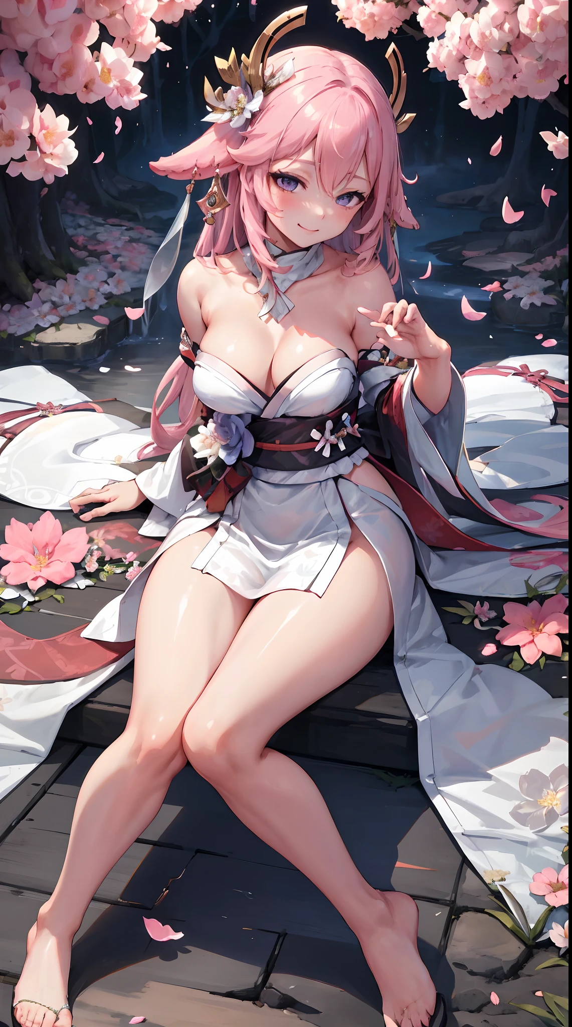 Yae Miko| genshin impact, master-piece, bestquality, 1girls,25 years old, proportional body, proportional., Wedding Dresses, White Wedding Dress, Long skirt, wedding, ,bara, Standing in the middle of a flower garden, outdoor, wedding, The sky is beautiful, In a paradise of love and happiness.............................................., The bride wears a Japanese dress and a seductive smile.............................................., The passage of time stops at theirs.............................................., On this wedding day of love and happiness.............................................., Bright and beautiful flowers, Holding it in her hands symbolizes the envelopment of love.............................................., Love and friendship through the transmission of flowers, In a paradise of love and happiness.............................................., A bride in a yukata wearing a masika.............................................., It is a form of beauty and elegance.............................................., Show your spouse your heart............................................., In a paradise of love and happiness.............................................., Kochikugisa is the tree of new beginnings.............................................., And their love and affection..........................................., And suck a lot of love.............................................., Flowers represent love and peace.............................................., In a paradise of love and happiness.............................................., View viewers from the front., Thigh strap, Head tilt, bored, 10, 10, HD, slight smile,