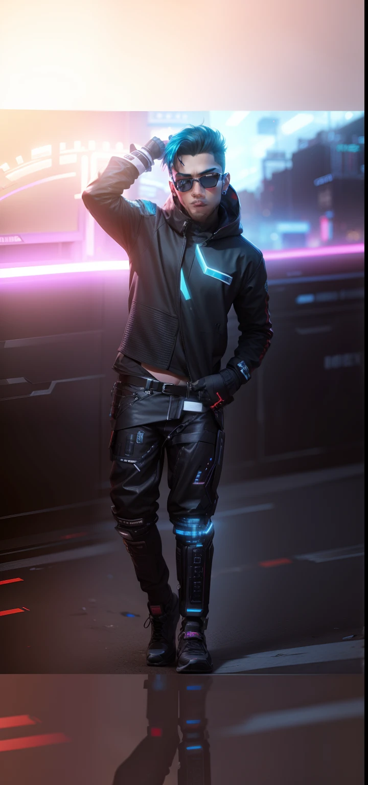 Change background cyber punk handsome boy realistic face