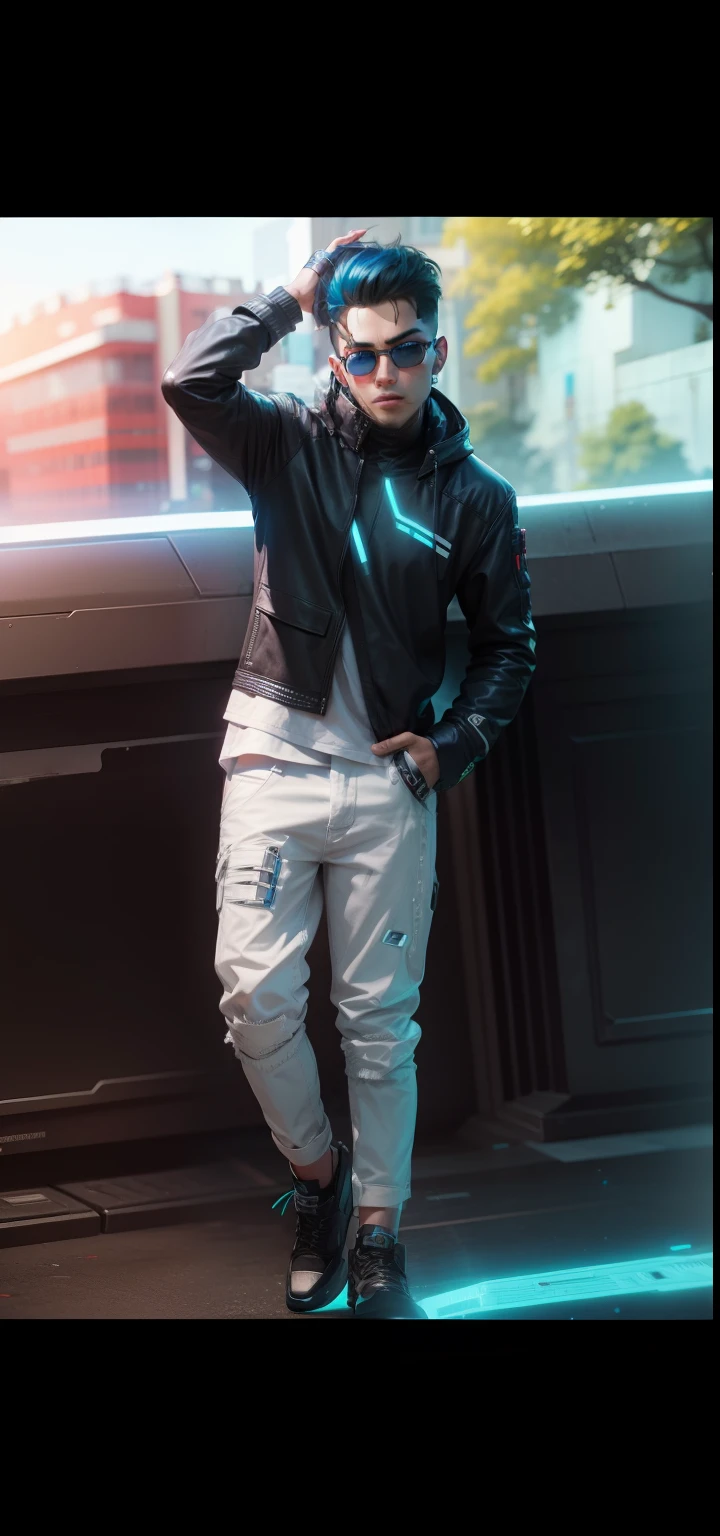 Change background cyber punk handsome boy realistic face